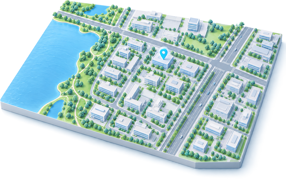 Isometric diagram of company locations